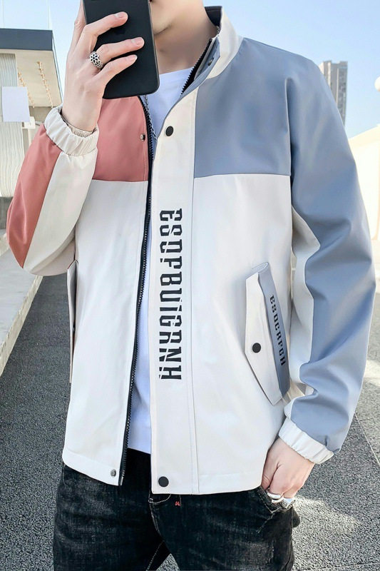 秋季立领拼接夹克男士宽松休闲个性外套上衣XZ313B-1-JK08-P50,男装夹克,星座310B-3