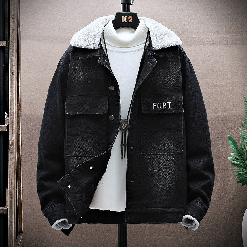 主推款冬季新款兔绒加绒加厚男士牛仔夹克外套XZ313B-1NZ962-P110图片