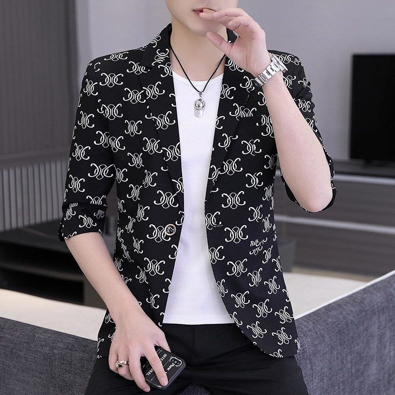 春夏新款西装男时尚帅气百搭中袖小西服外套XZ313B-1-XF811-P70,男装西服,星座310B-3
