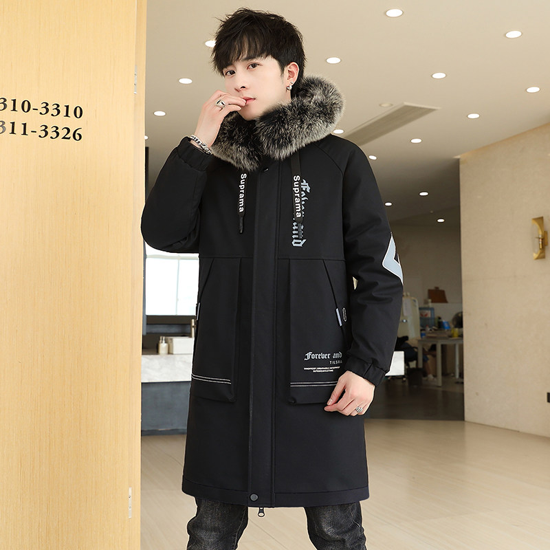冬季中长款大毛领连帽男士加绒加厚夹克外套XZ313B-1-JK079-P75,男装夹克,星座310B-3