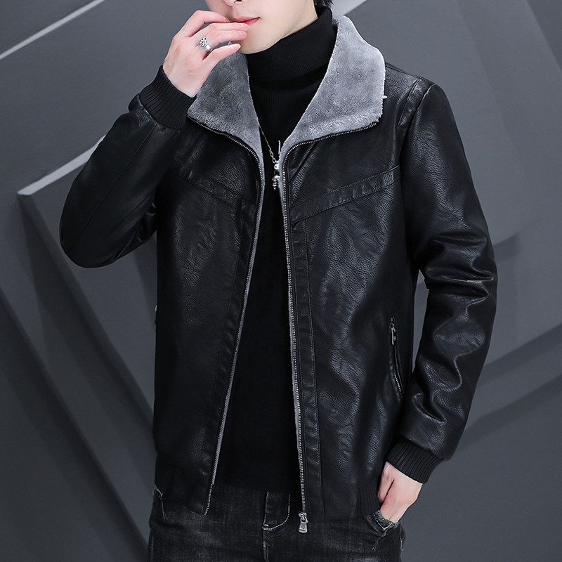 秋冬主推加绒保暖皮衣型男帅气个性皮夹克外套XZ313B-1-A01-P120,男装皮衣,星座310B-3