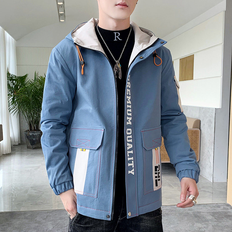 春季新款潮流ins派克服男士时尚连帽工装外套XZ313B-1-J,男装夹克,星座310B-3