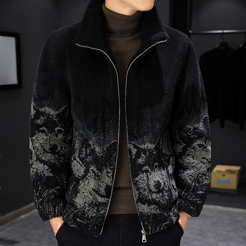 秋冬新款男士立领皮毛一体加厚休闲夹克外套XZ313B-1-P155198，男装毛呢大衣，星座310B-3