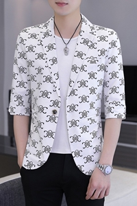 春夏新款西装男时尚帅气百搭中袖小西服外套XZ313B-1-XF811-P70图片