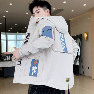 春季新款潮流ins派克服男士时尚连帽工装外套XZ313B-1-J图片