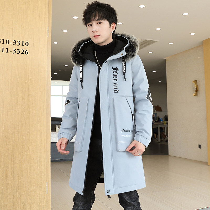冬季中长款大毛领连帽男士加绒加厚夹克外套XZ313B-1-JK079-P75,男装夹克,星座310B-3