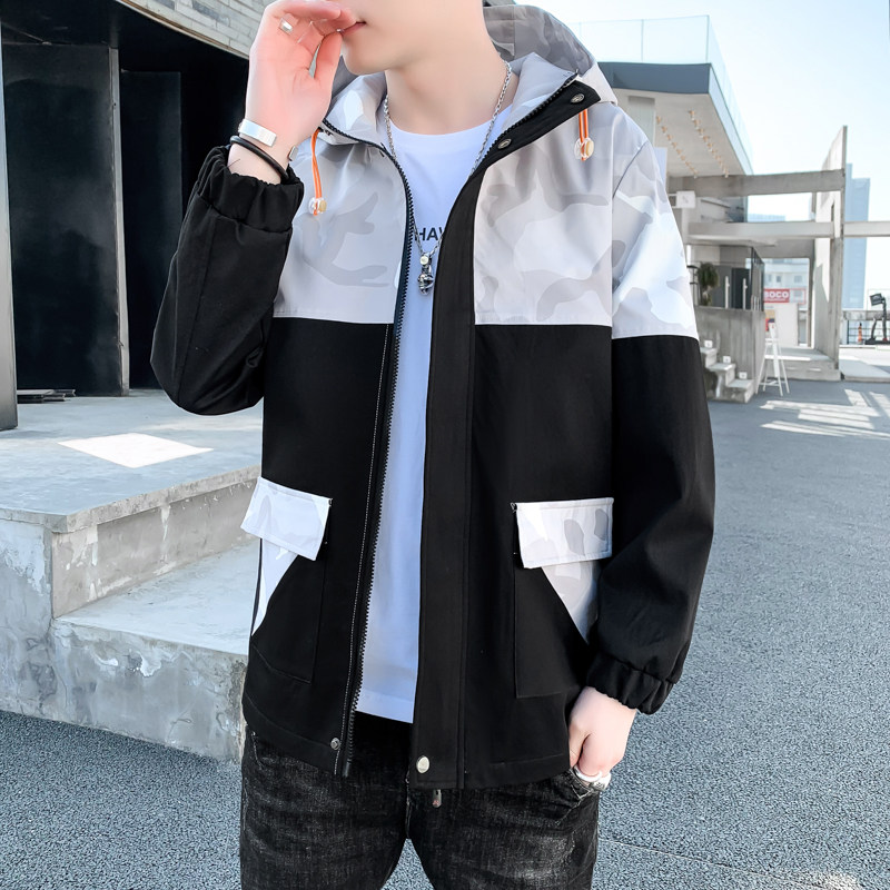 夹克男秋季新款潮流ins男士连帽工装夹克外套XZ313B-1-L10-P60,男装夹克,星座310B-3