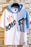 青少年时尚休闲连帽短袖T恤长裤套装XZ313B-1-T145-P70，男装休闲套装，星座310B-3