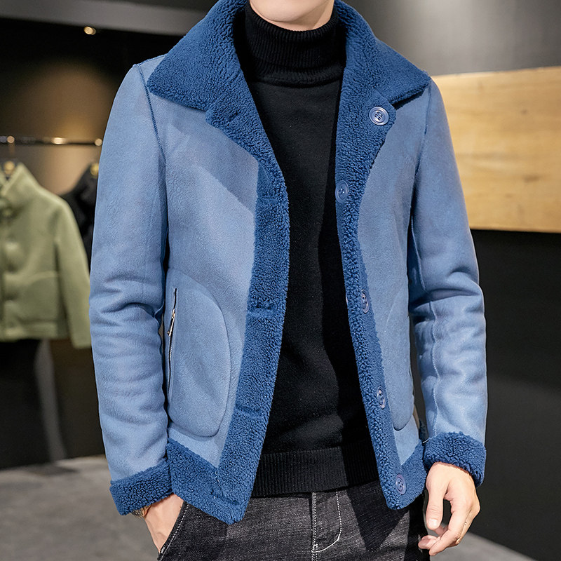 主推秋冬新潮双面穿青年外套男颗粒绒短款毛呢XZ313B-1-M187-P120,男装毛呢大衣,星座310B-3