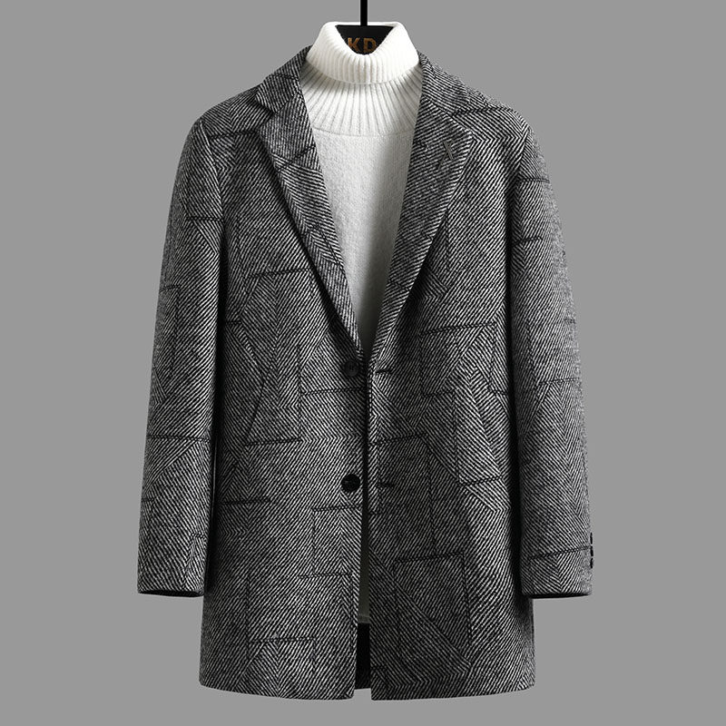 羊毛35%春季新品中长款毛呢外套呢子大衣XZ313B-1M09-P170，男装毛呢大衣，星座310B-3