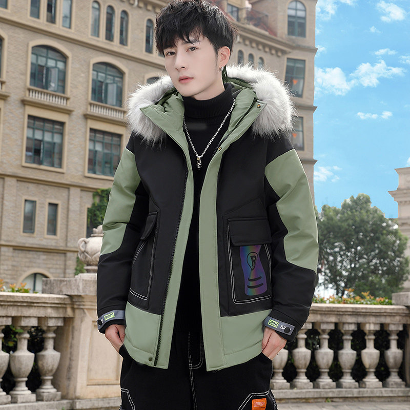 MY819-P110冬季连帽大毛领派克服棉衣男时尚印花棉服外套XZ313B-1,男装棉衣,星座310B-3