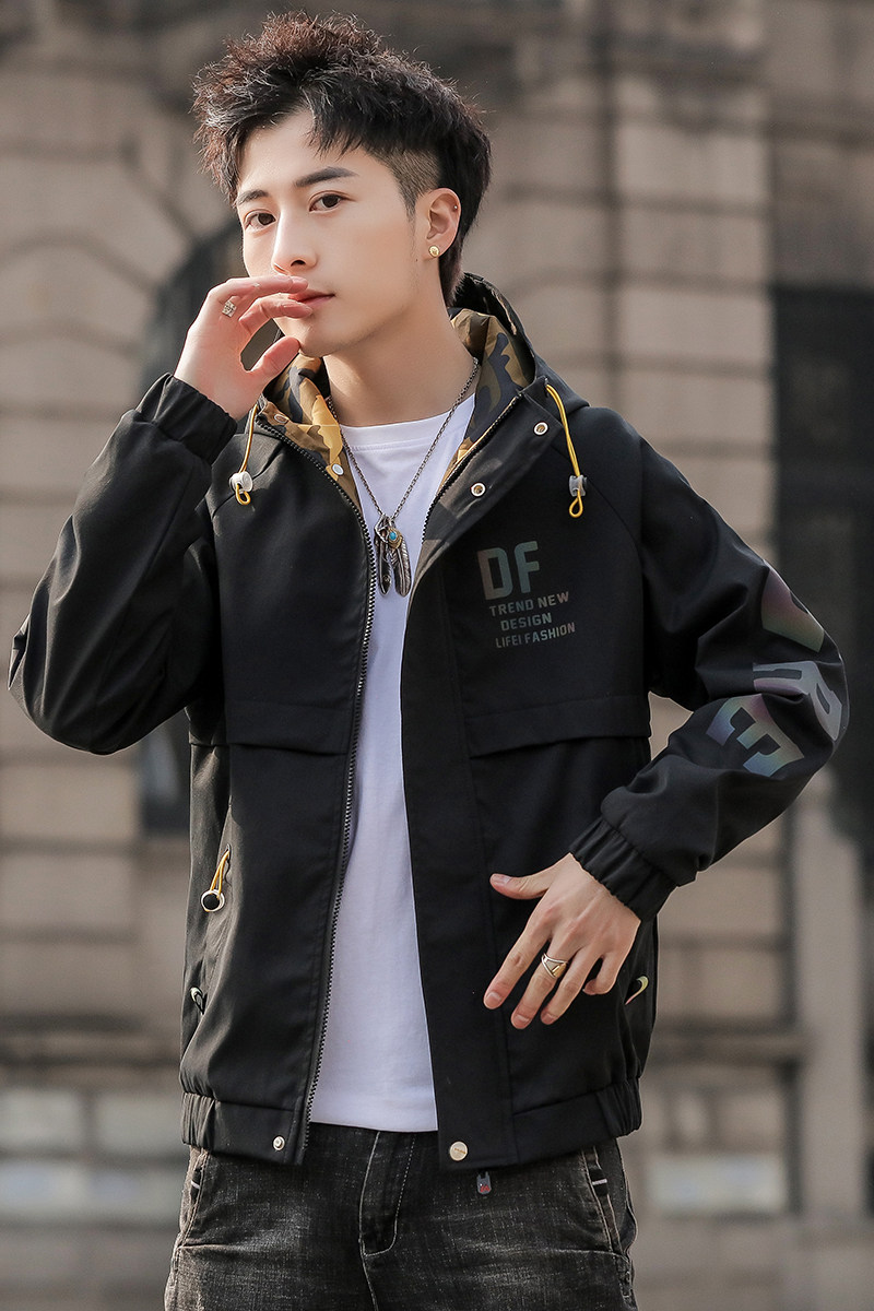 2022春季新款潮流ins男士时尚连帽工装夹克上衣XZ313B-1-J,男装夹克,星座310B-3