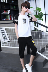 2021男士套装青少年休闲运动短袖长裤两件套XZ131B-1-TZ22-P45图片