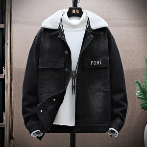 主推款冬季新款兔绒加绒加厚男士牛仔夹克外套XZ313B-1NZ962-P110图片