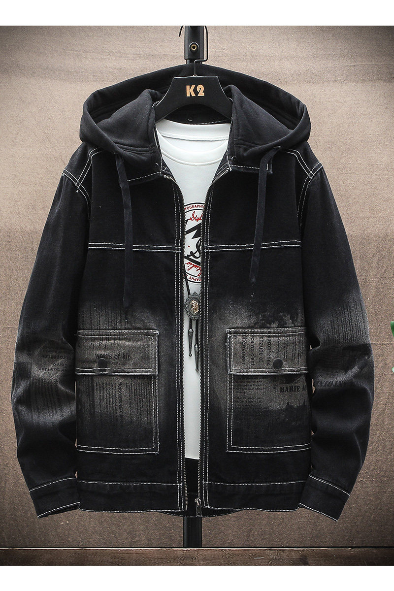外套男春季高品质时尚休闲连帽牛仔夹克上衣XZ313B-1-NZ950,男装夹克,星座310B-3