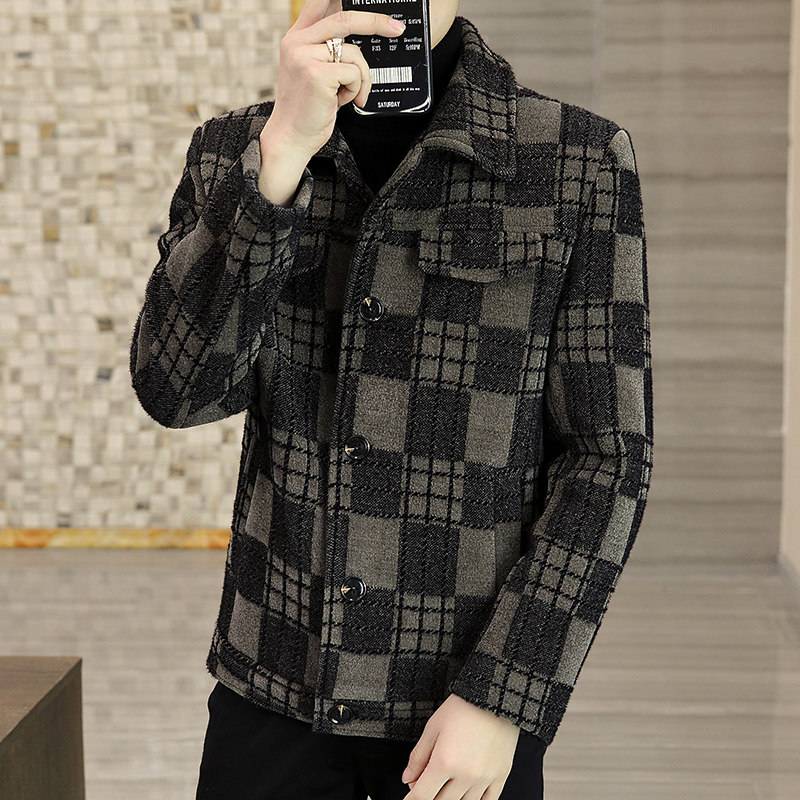 秋冬新款男中青年短款休闲毛呢夹克外套XZ313B-1M6683-P165控238,男装毛呢大衣,星座310B-3