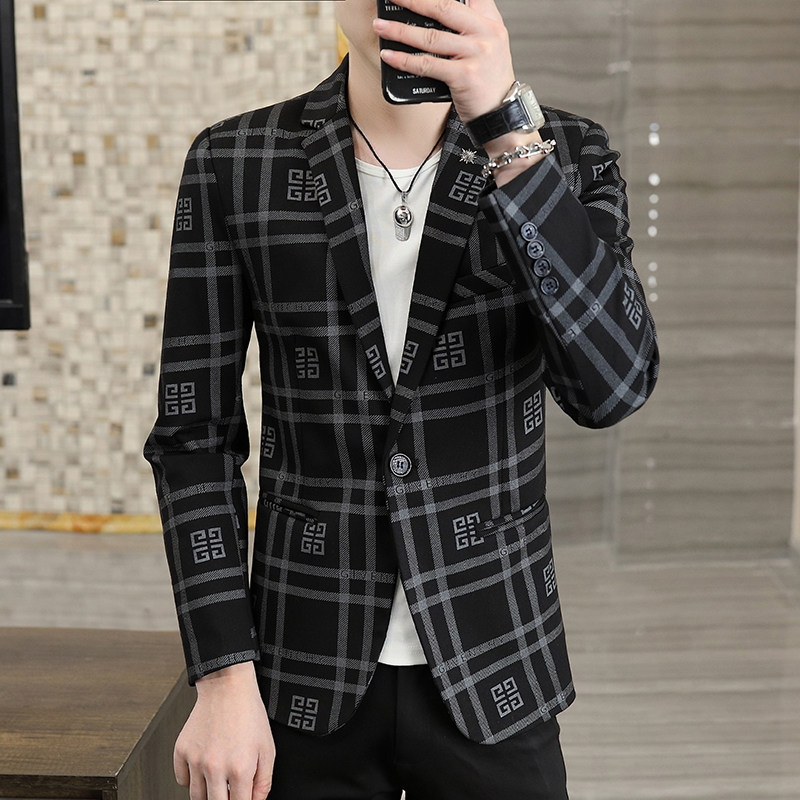秋季新款西装男时尚帅气百搭韩版小西服外套XZ313B-1-XF8821-P90,男装西服,星座310B-3