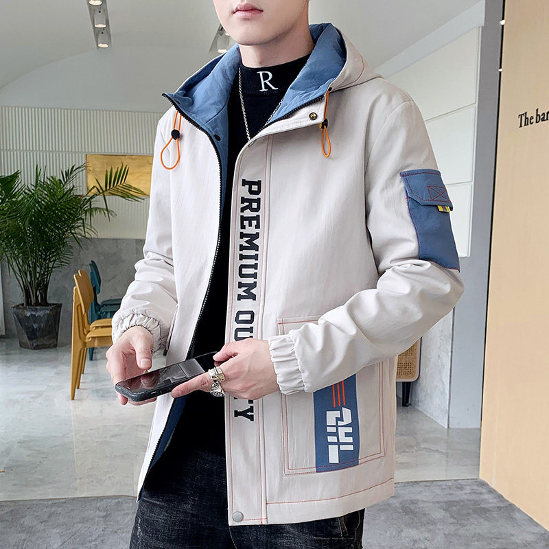 春季新款潮流ins派克服男士时尚连帽工装外套XZ313B-1-J,男装夹克,星座310B-3