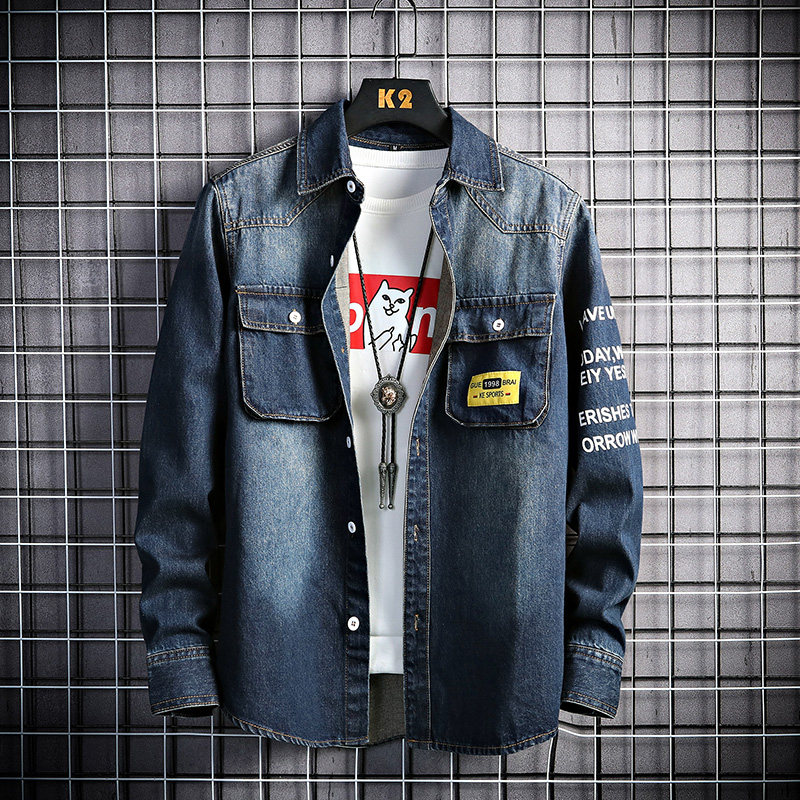 新款挂拍男士高品质牛仔时尚休闲长袖衬衣XZ313B-1-CY911图片