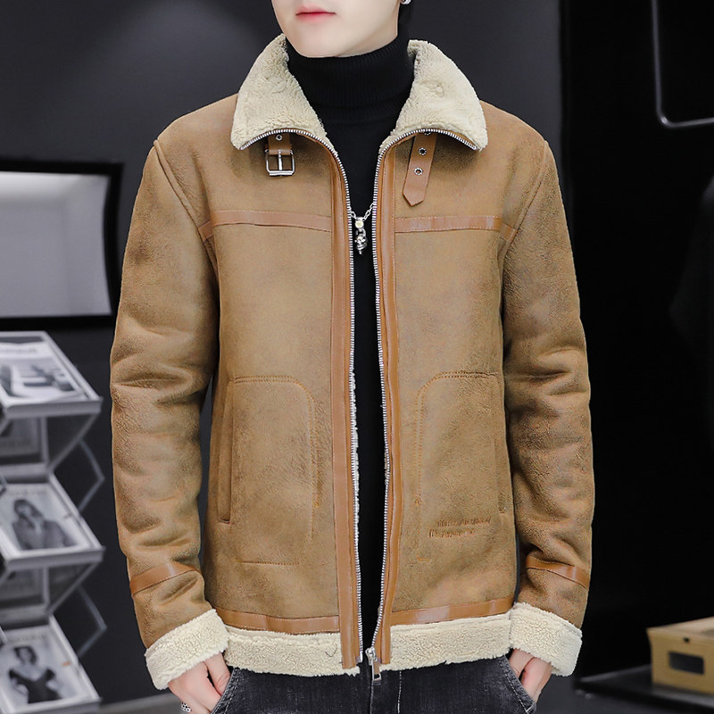 主推新款加绒加厚皮衣型男帅气机车服外套XZ313B-1-PY2933-P130图片