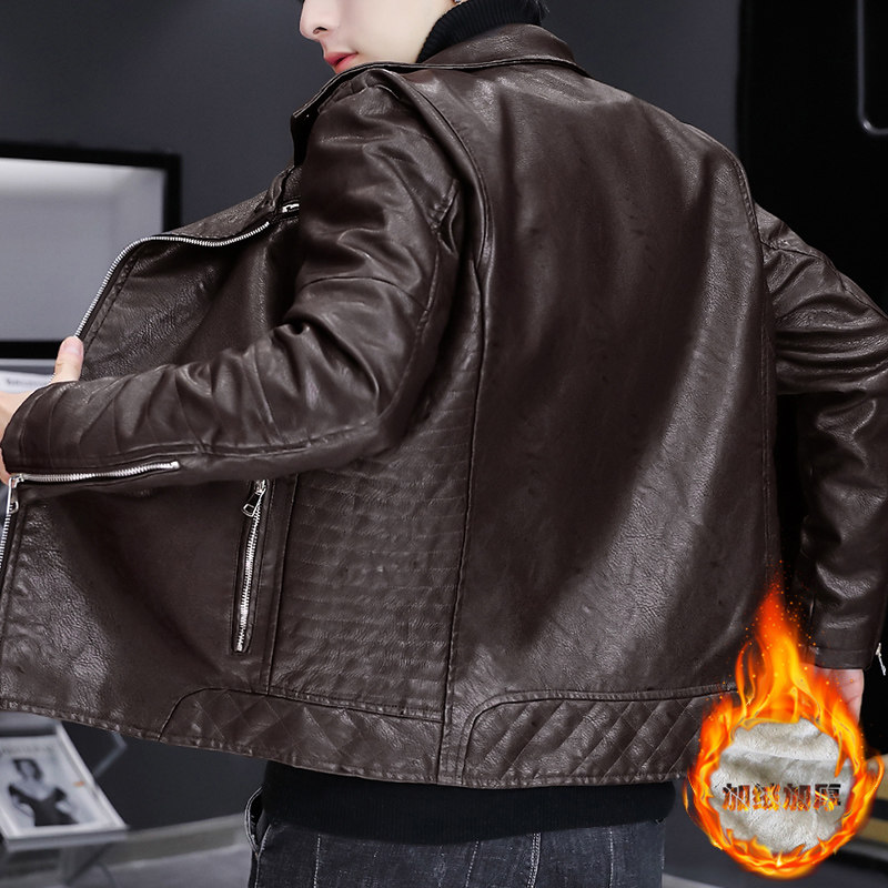 秋冬加绒加厚皮衣型男帅气机车服皮夹克外套XZ313B-1-PY916-P130,男装皮衣,星座310B-3