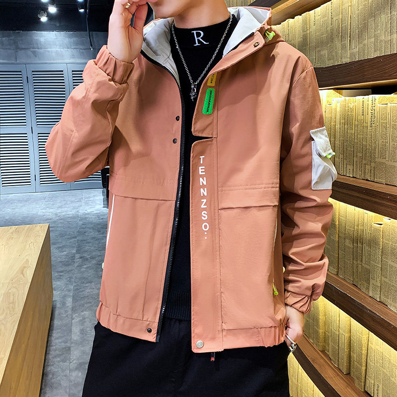 春季新款潮流男士宽松时尚连帽工装夹克外套XZ313B-1J,男装夹克,星座310B-3