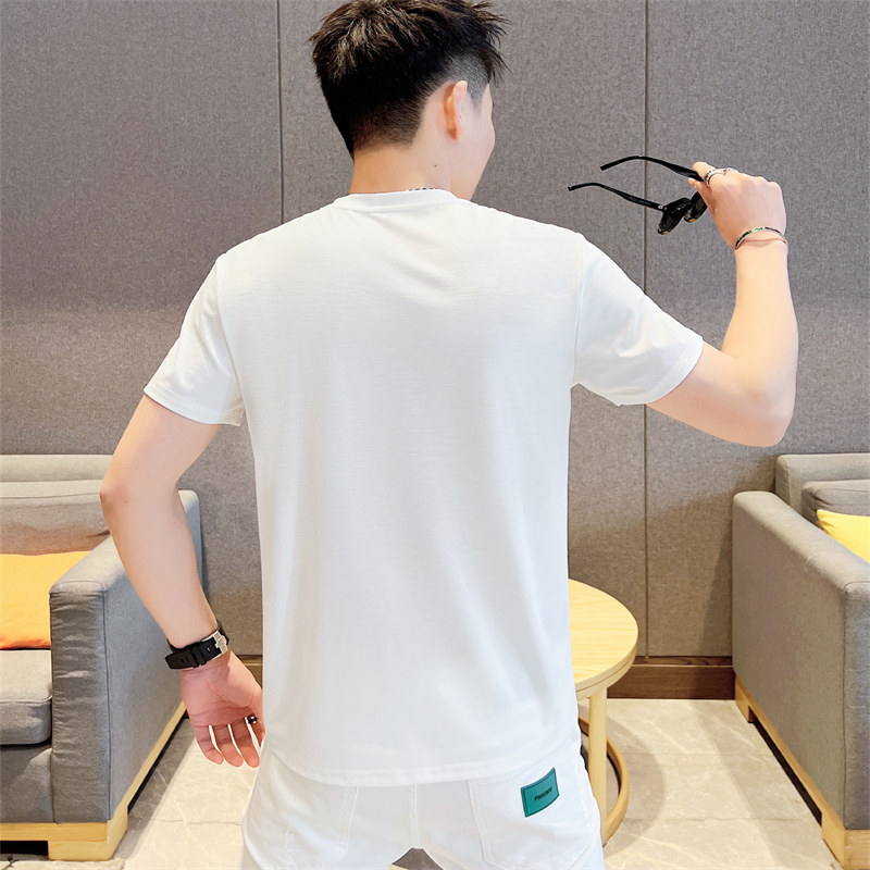 抖音品质欧版男士高品质烫钻小圆领短袖T恤XZ313B-1-DX2210-P40,男装T恤,星座310B-3