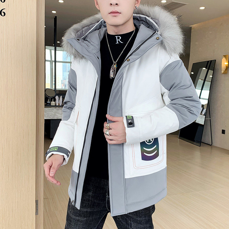 MY819-P110冬季连帽大毛领棉衣男时尚印花派克服棉服外套XZ313B-1,男装棉衣,星座310B-3