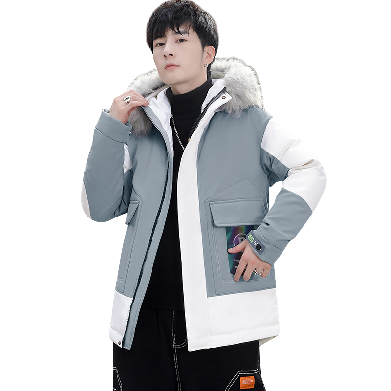 MY819-P110冬季连帽大毛领派克服棉衣男时尚印花棉服外套XZ313B-1,男装棉衣,星座310B-3