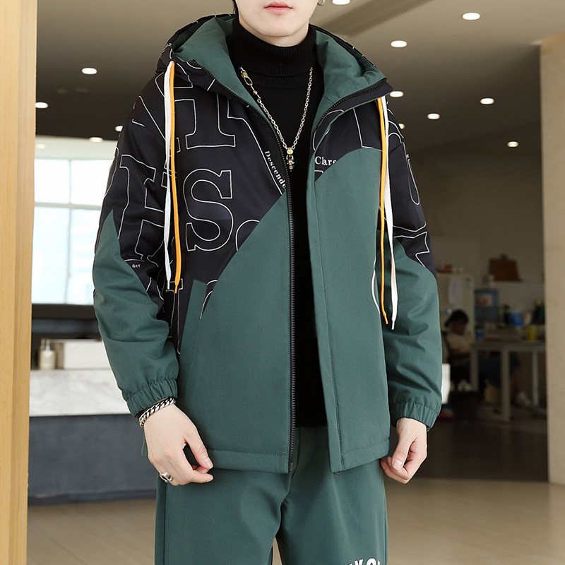 秋冬季新款休闲男士连帽加绒夹克外套XZ313B-1-JK077-P65图片