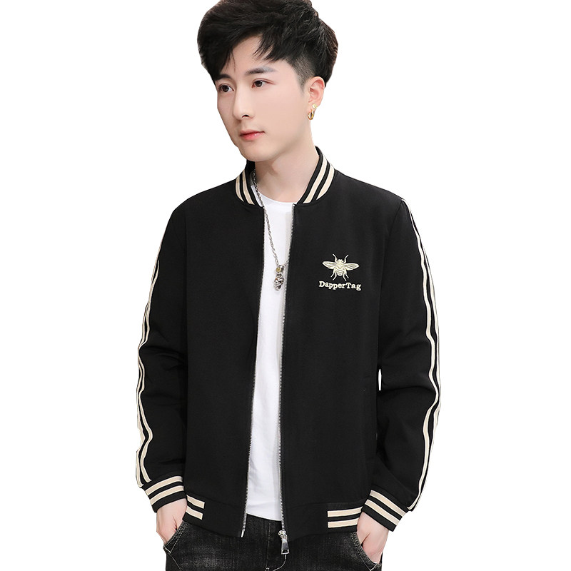 春季新款蜜蜂刺绣高品质男士棒球领休闲夹克XZ313B-1-J,男装夹克,星座310B-3
