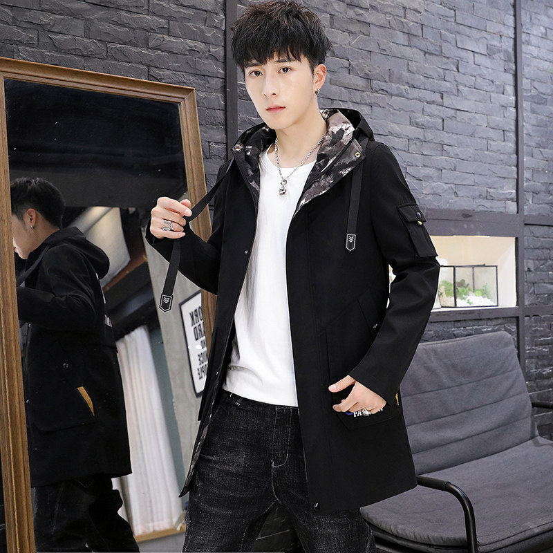 秋季新款夹克男中长款连帽时尚工装夹克上衣XZ313B-1JK992-P70,男装夹克,星座310B-3