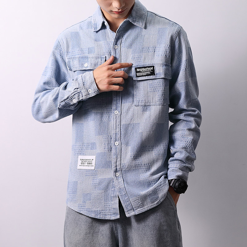 2022春季主推加厚高品质日系男士宽松牛仔衬衣XZ313B-1-CY953-P62,男装衬衫,星座310B-3