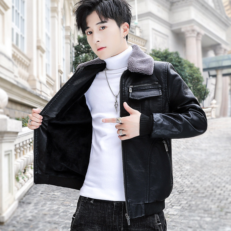2021冬加绒皮衣青年机车服皮夹克外套男XZ313B-1-PY1902-P120,男装皮衣,星座310B-3