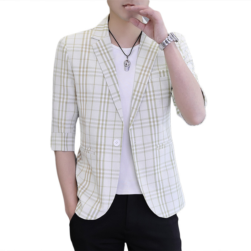 春夏新款西装男时尚帅气百搭中袖小西服外套XZ313B-1-XF815-P70,男装西服,星座310B-3