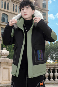 MY819-P110冬季连帽大毛领派克服棉衣男时尚印花棉服外套XZ313B-1图片