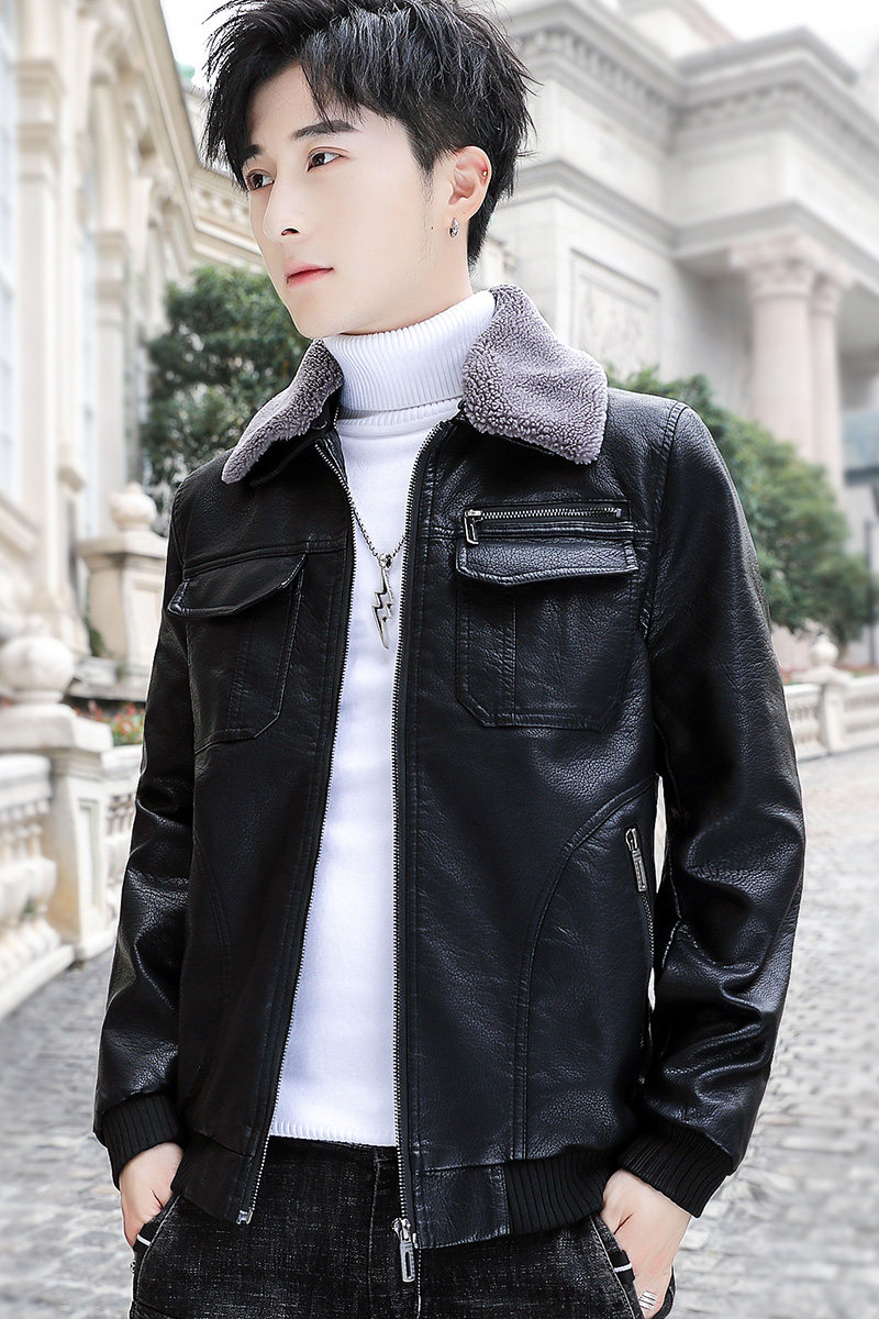 2021冬加绒皮衣青年机车服皮夹克外套男XZ313B-1-PY1902-P120,男装皮衣,星座310B-3