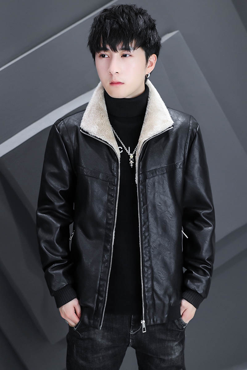 秋冬主推加绒保暖皮衣型男帅气个性皮夹克外套XZ313B-1-A01-P120,男装皮衣,星座310B-3