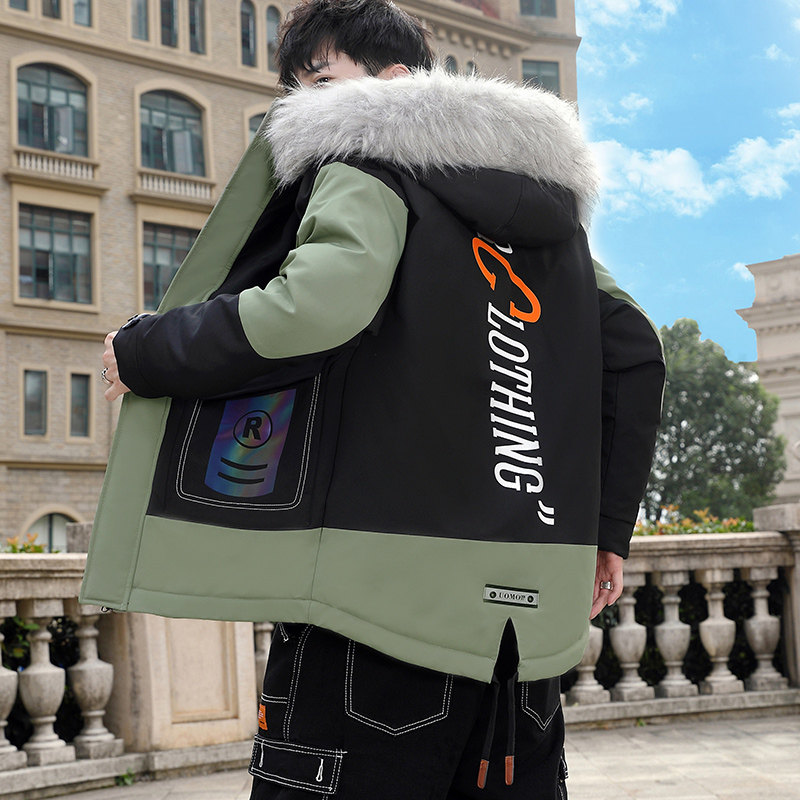 MY819-P110冬季连帽大毛领派克服棉衣男时尚印花棉服外套XZ313B-1,男装棉衣,星座310B-3