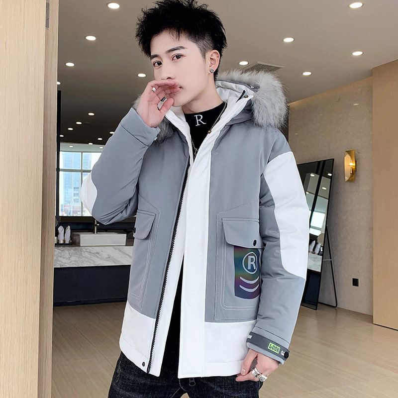 MY819-P110冬季连帽大毛领棉衣男时尚印花派克服棉服外套XZ313B-1,男装棉衣,星座310B-3