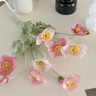 韩系冰岛虞美人装饰假花高档绢花仿真花服装店咖啡厅装饰拍照道具