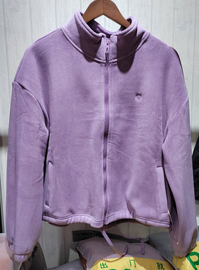 POPOKI6015秋冬新款女士立领长袖外套双面万粒绒加厚拉链休闲上衣