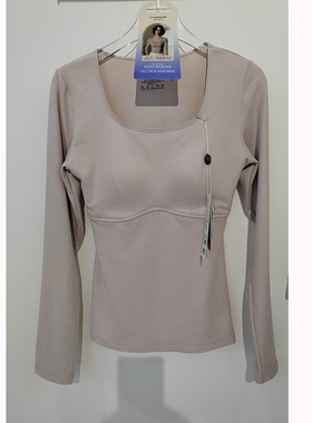 香月明美65821女保暖上衣方领长袖蚕丝打底衫薄绒带胸垫修身显瘦