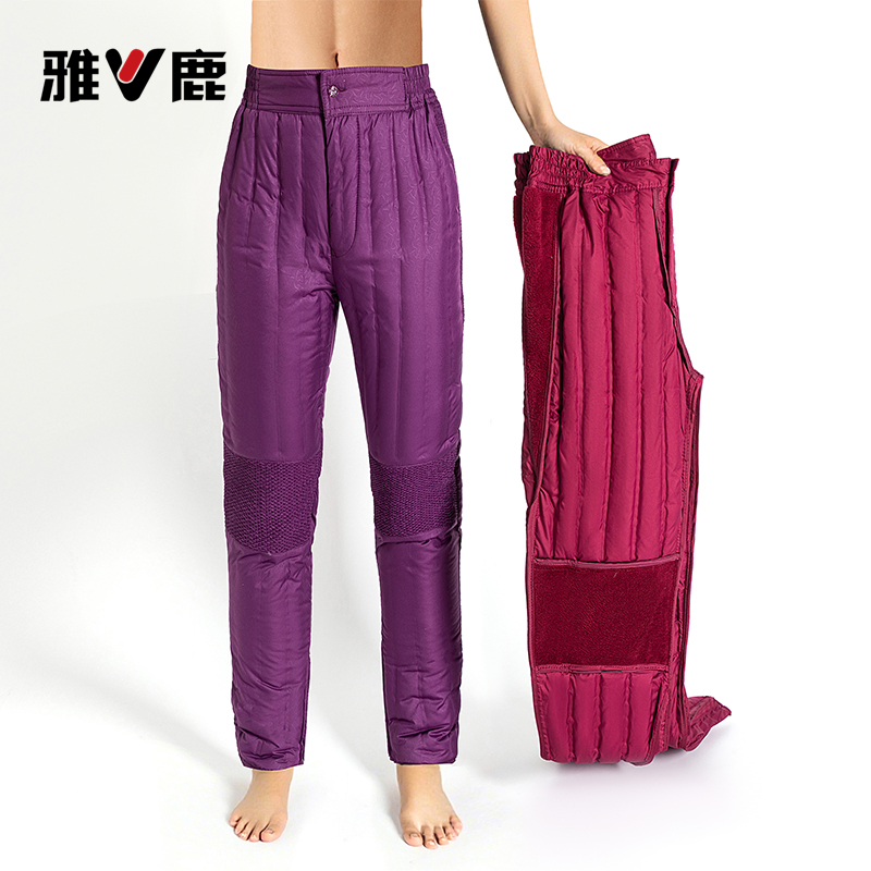 雅鹿羽绒裤女外穿冬季加厚大码中老年妈妈内胆防寒棉裤YT7155570
