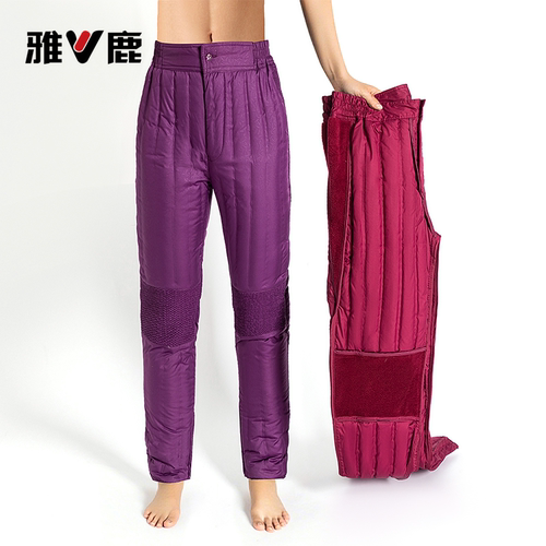 雅鹿羽绒裤女外穿冬季加厚大码中老年妈妈内胆防寒棉裤YT7155570