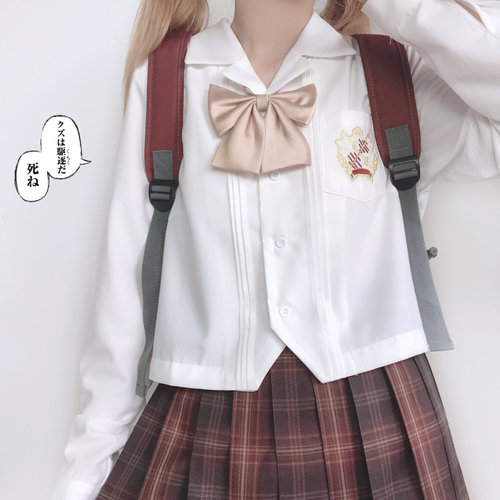珠珠家云浮 原创jk制服长袖衬衫赤金刺绣日系开襟白衬衣 百搭学生 - 封面