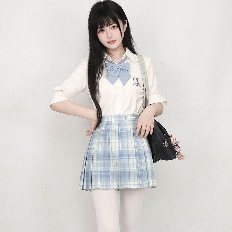 原创白衬衣女星叶中长袖jk衬衫图片