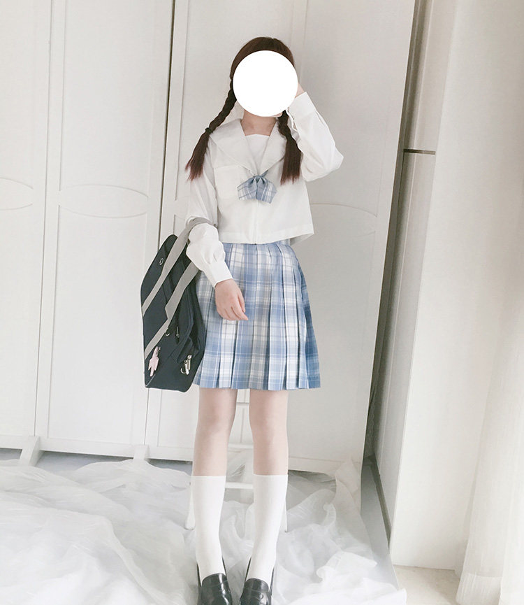 百搭正统文艺纯白色长袖jk制服图片