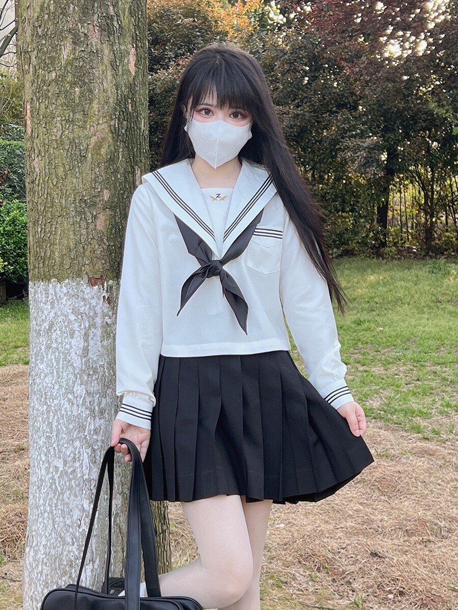 ZHUZHUJIA JK [MO LINGZHONG] ORIGINAL SAILOR UNIFORM ORTHODOX JK UNIFORM MIDDLE WEAR LONG SLEEVES SPRING AND AUTUMN GENUINE STUDENTS
