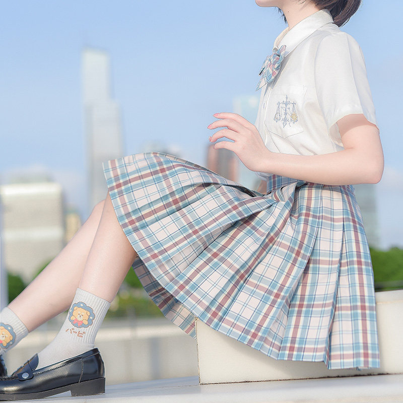 JK原创格裙制服高腰学院风图片